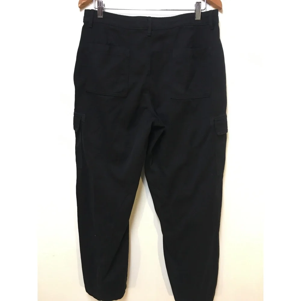PINK Cargo Pants Womens Large Black Cotton Straight Leg Utility Trousers - Picture 2 of 10